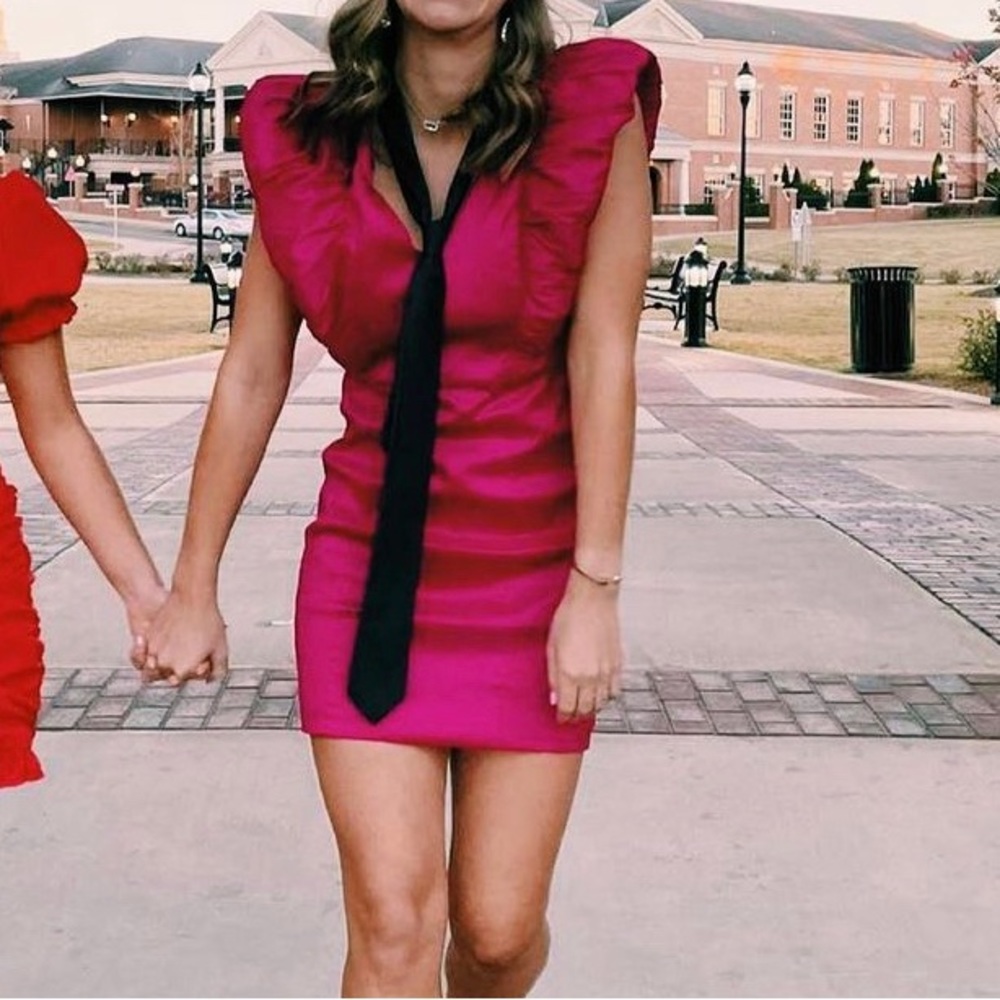 Hot pink mini dress
